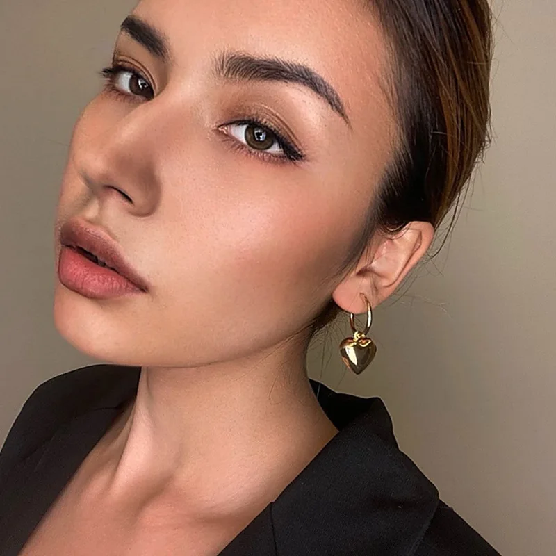 

Stainless Steel Gold Color Heart Hoop Earrings For Women Geometric Romantic 2023 Trend New Gift Party Fashion Jewelry
