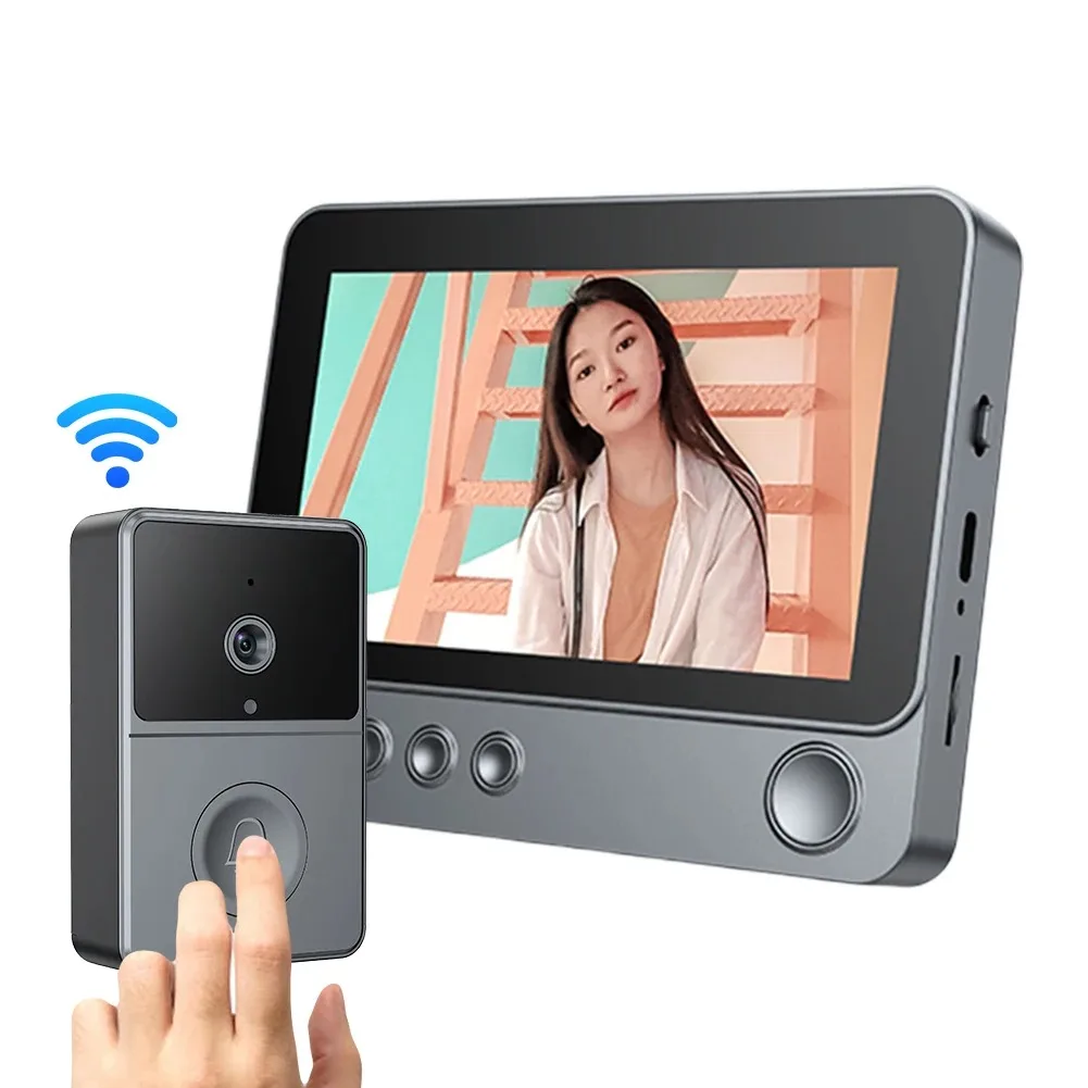 

2,4G беспроводной видеодомофон дверной звонок 4,3-дюймовый IPS экран видео дверной звонок камера ночного видения дверной звонок домофонная система для виллы