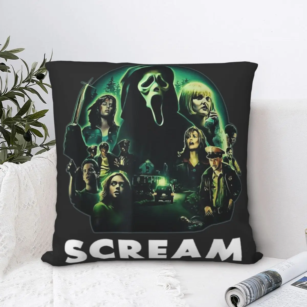 

Scream Ghostface Creepy Square Pillowcase Polyester Pillow Cover Velvet Cushion Zip Decorative Comfort Throw Pillow for home