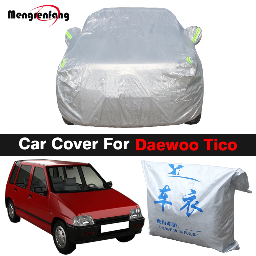 Full Car Cover For Daewoo Tico Fino Outdoor Sun Shade Anti-UV Snow Rain Protection Auto Cover Windproof