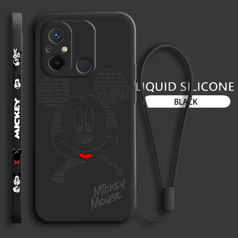 

Disney Cute Mickey Minnie For Xiaomi Redmi 12C 11 Prime A1 10 10X 9 9A 9T 9AT 8 8A 7 6 4G 5G Liquid Rope Soft Phone Case Fundas