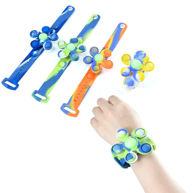 Enlarge New Rotating Bubble Bracelet Children Adult Fingertip Gyro Silicone Toys Decompression Anti-stress Anxiety Gift