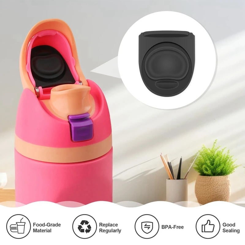 5 Pcs Replacement Stopper For Owala Free Sip 19/24/32/40 Ounce Silicone Anti-Spill Lid Black Durable Easy To Use