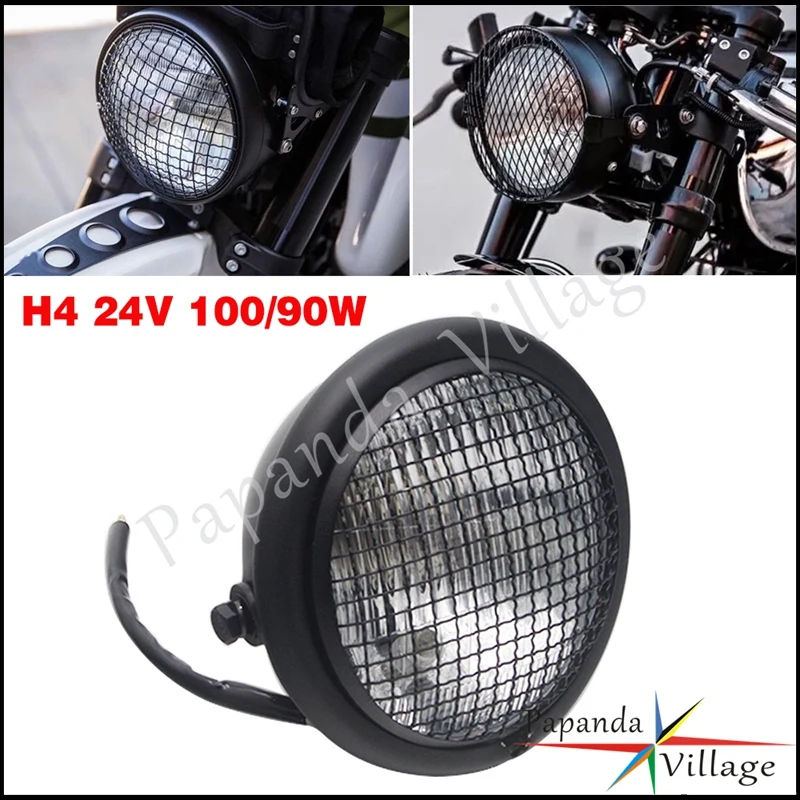 

Cafe Racer Mesh Grille Cover Mask Headlight For Harley Chopper Bobber Honda Yamaha Suzuki Kawasaki Ducati Old School Head Lamp