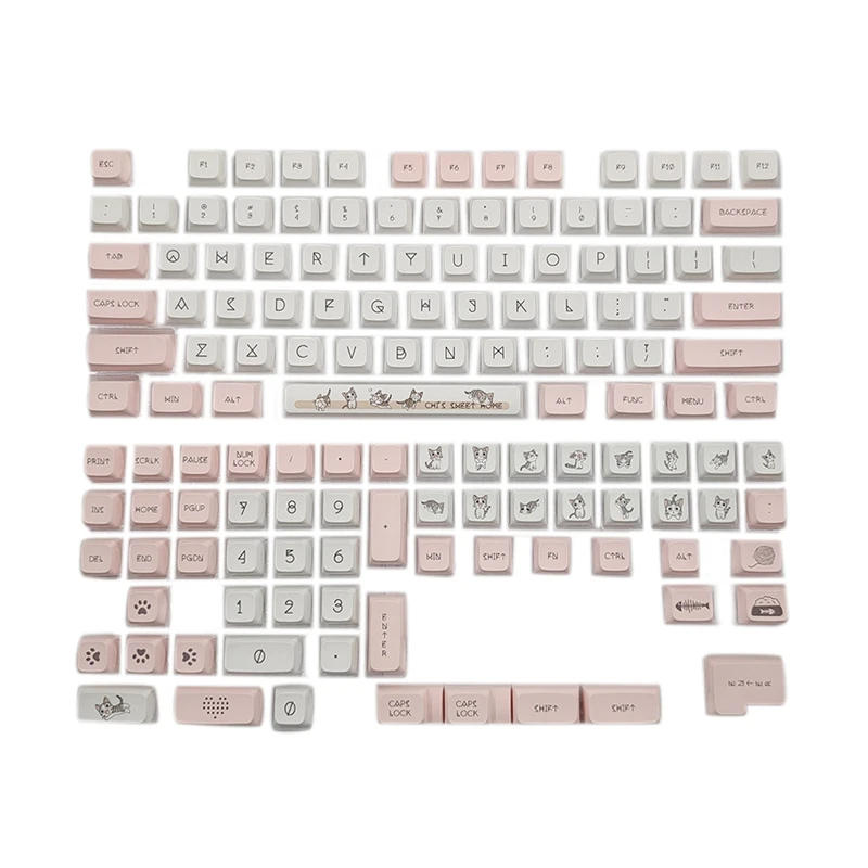 

Колпачки для механической игровой клавиатуры Kitty XDA Profile PBT, с сублимационной печатью, совместимы с Cherry Gateron, 136 клавиш