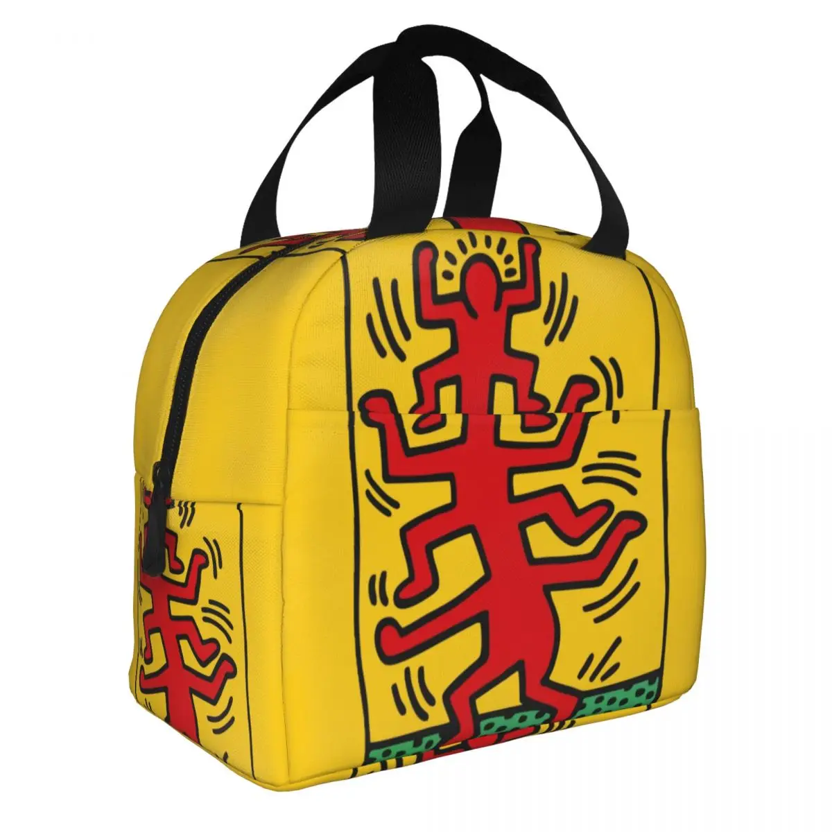 

Термосумка для ланча Haring с геометрическим рисунком граффити, перезаряжаемый тепловой кулер Keith Art, женская сумка-тоут для кемпинга и пикника