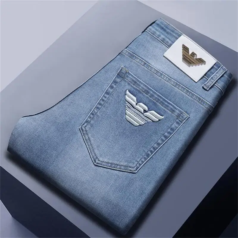 

NEW Man's Pure Cotton Embroidery Jeans Leisure Trousers Pants