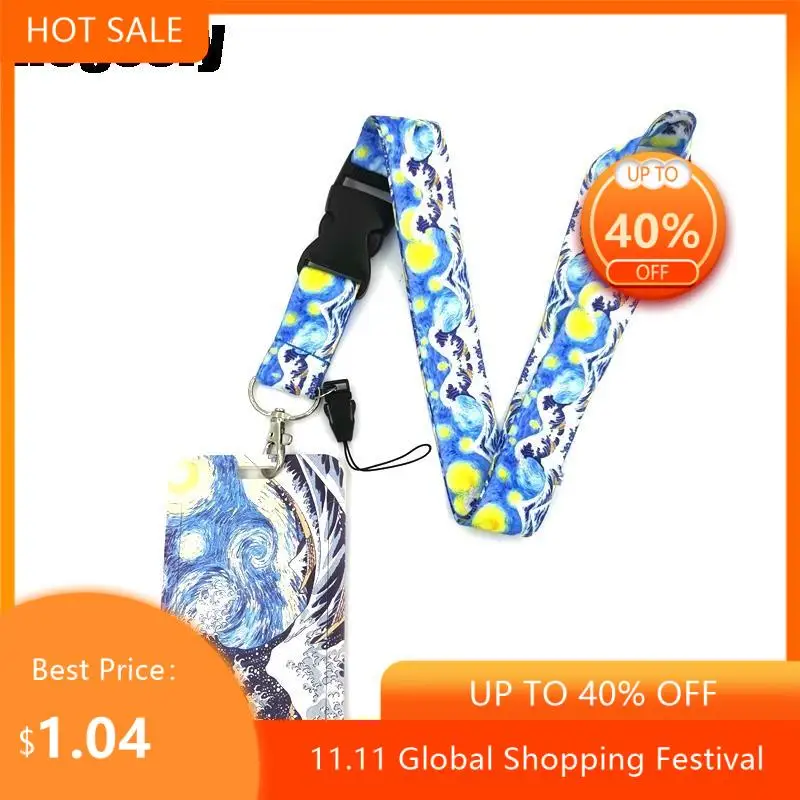 

Арт звездное небо волны аниме талреп значок держатель ID карты ремешки мобильный телефон веревка шнурки шейные платки брелок для ключей