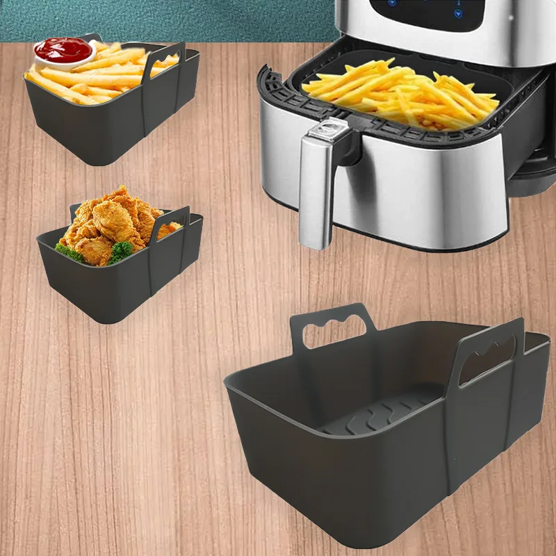 

Air Fryer Silicone Basket Reusable Airfryer Oven Baking Tray Pizza Fried Chicken Silica Gel Pan Pad Liner Accessories