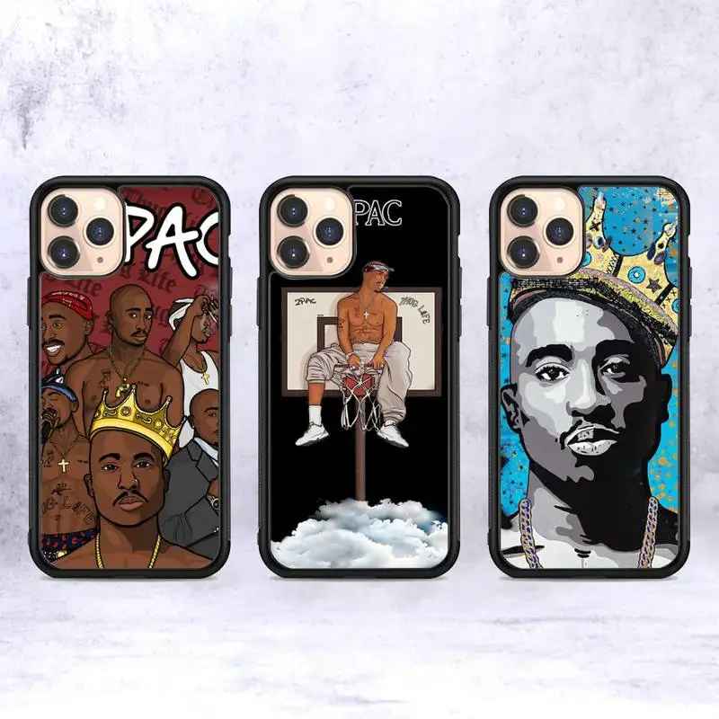 

Rapper 2pac Tupac Phone Case Silicone PC+TPU Case for iPhone 11 12 13 Pro Max 8 7 6 Plus X SE XR Hard Fundas