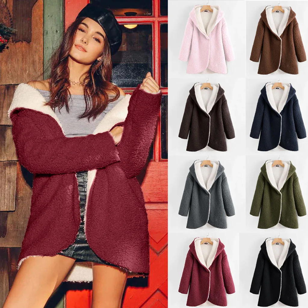 

Women's Ladies Fashion Winter d Hem Fleece Hoodie Warm Coat Thin Jacket Women Dressy Womens Fleece Jacket Hoodie