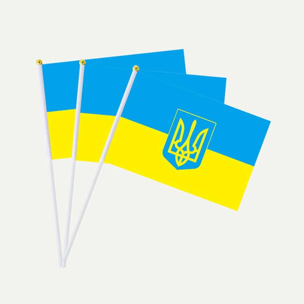 

20*28 cm 10pc Ukraine Flag Ukrainian Hand Held Small Mini Stick Flags Decorations Flags For Party Festival Parades Parties Decor
