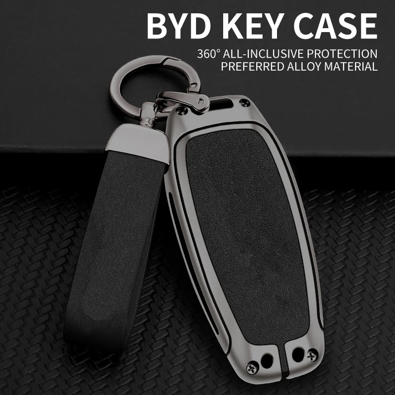 

Car Key Case For BYD Second Song Tang Pro Qin Pro Yuan Han Ev MAX Dm Leather Keychain Protection Cover Auto Styling Accessories