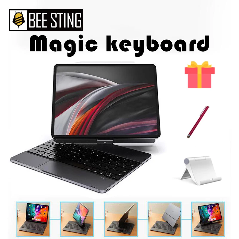 

DOQO Aluminum Magic Keyboard Case For iPad Pro 12.9 11 2018 2020 2021 Air 4 5 10.9 2022 ,Rotatable Magnetic Backlight Keyboard