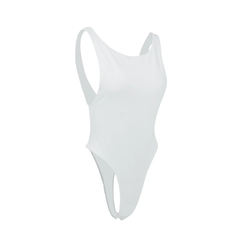 Новая Летняя Модная Уличная Одежда Женские Однотонные Облегающие Белые Боди Без