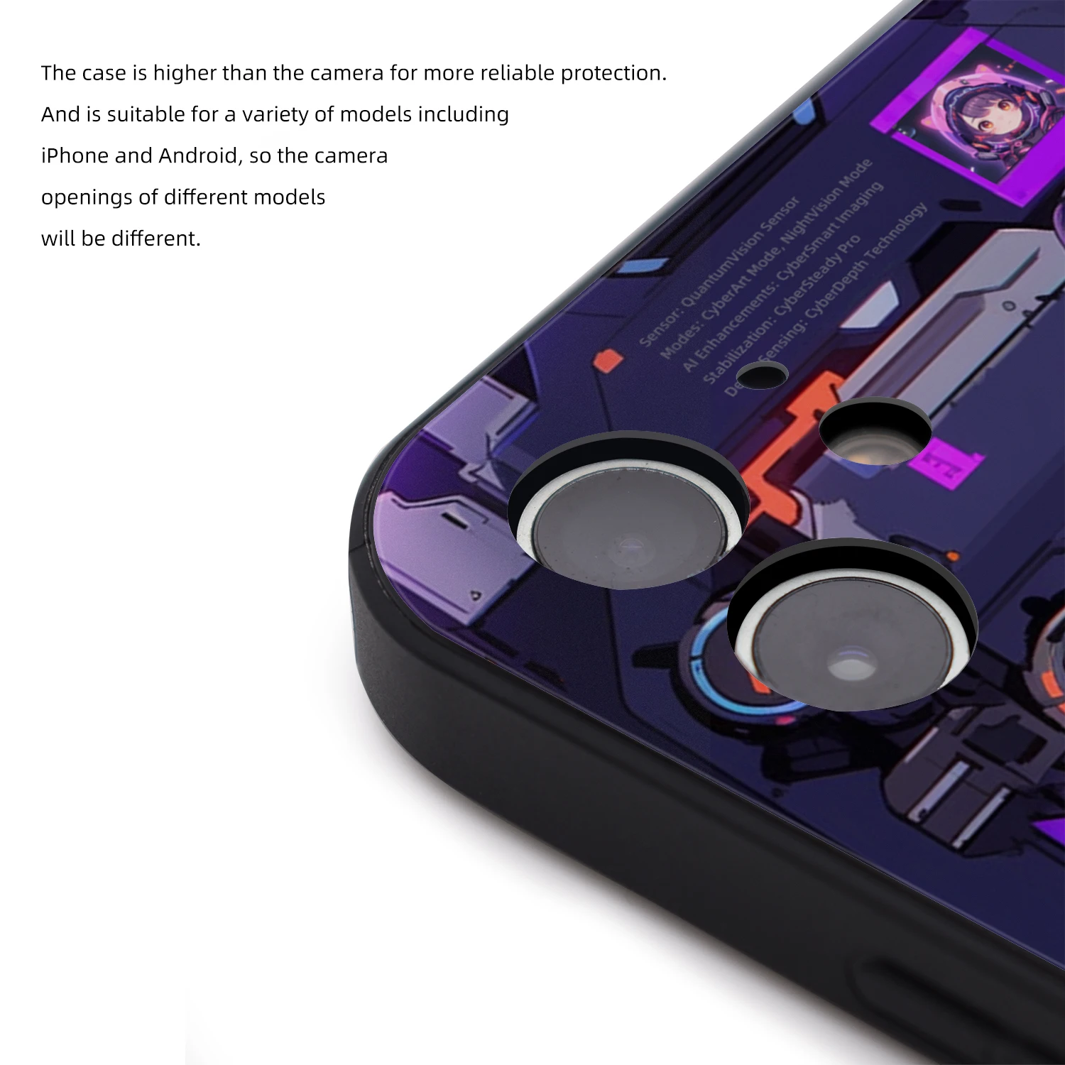 Cool Cyberpunk Future Style Teardown Printing Tempered Glass Luminescent Flash Case Compatible with iPhone 7 8 Plus X Xs XR 11 1