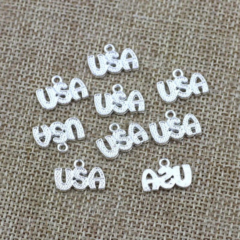 Горячая распродажа 10 шт./лот 15 мм * 11 Блестящий серебряный металлический Алфавит