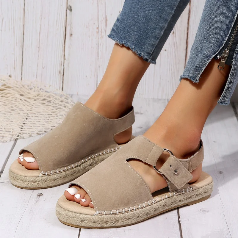 

2023 New Fashion Female Summer Solid Flat Sandals Fashion Platform Flat Women's Sandals Casual Comfy Shoes Woman Big Size 35-43