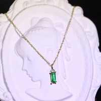 new fashion simple personality green natural crystal pendant necklace boho party wedding zircon clavicle chain jewelry for women