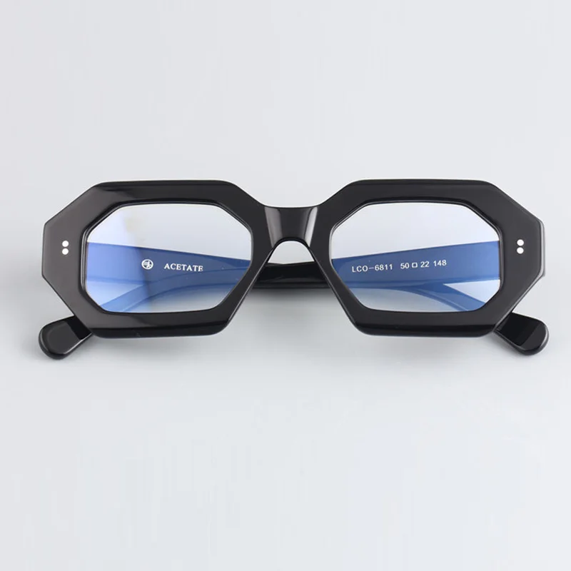 Vazrobe Thick Eyeglasses Frames Male Women Black Glasses Hexagon Spectacles for Reading High Sphere Prescription Eyewear