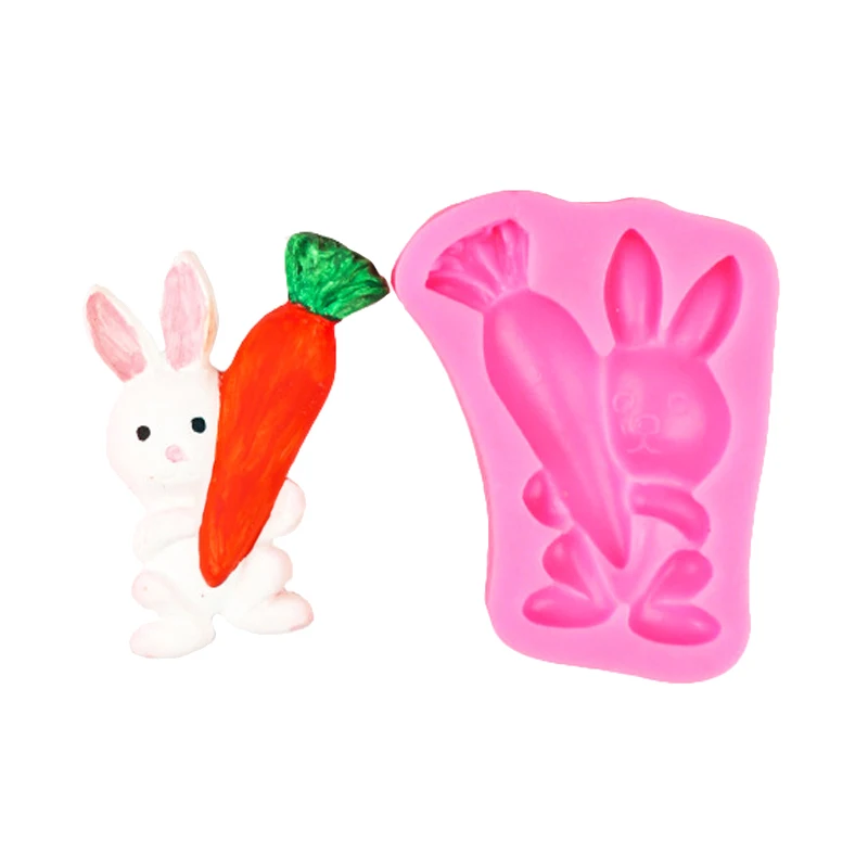 Easter Bunny Carrot Silicone Mold Chocolate Cupcake Baking Fondant Cakes Decorating Tool Themed Party Rabbit Cute Decor Supplies