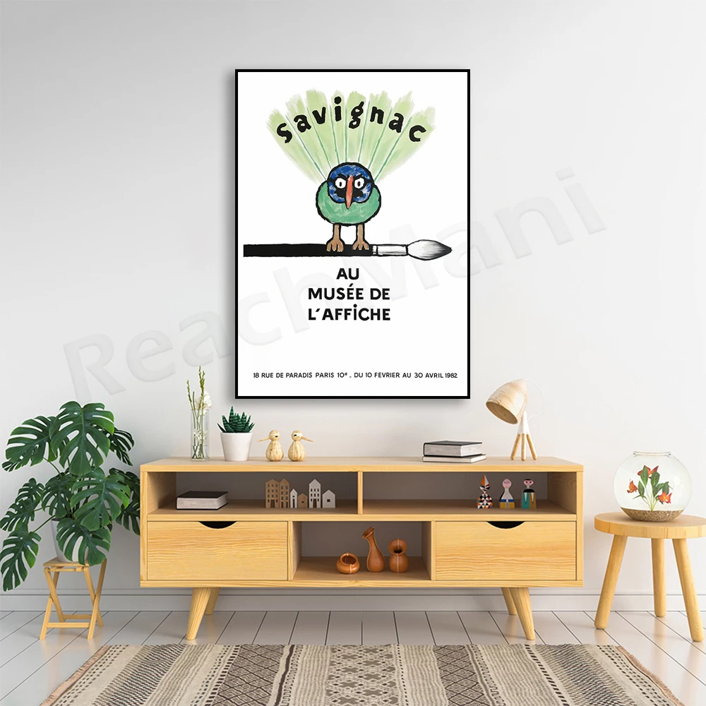 Savignac exhibition poster, French art, 80s poster, cheap wall art, Raymond Savignac, French print on canvas print