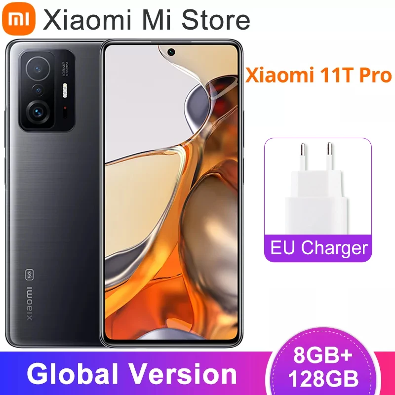 versão global xiaomi 11t pro telefone móvel 8gb ram 128gb rom snapdragon 888 octa núcleo 120w hipercarga 108mp câmera