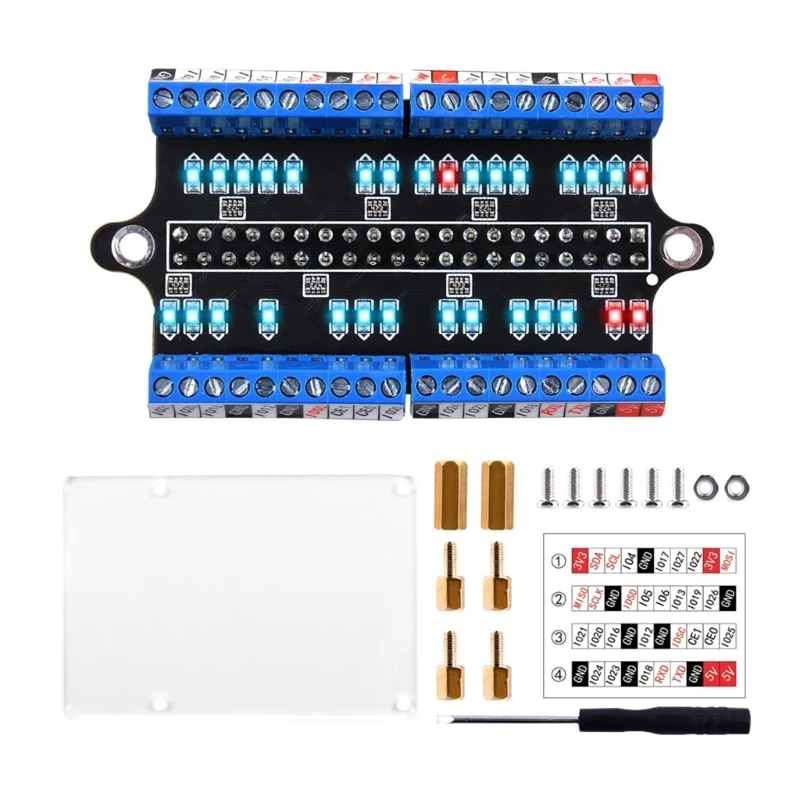 

LED-Schraubklemmenhut for Raspberry - GPIO Expansion Board with LED Indicators