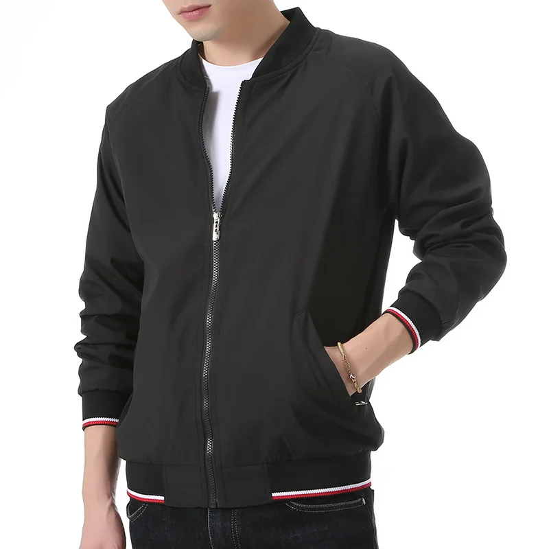 

Мужская плотная однотонная куртка-бомбер, мужские повседневные приталенные Бейсбольные мужские куртки, новая осенняя модная Высококачест...