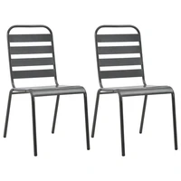 patio stackable outdoor chairs deck porch furniture set balcony lounge chair decor 2 pcs steel gray