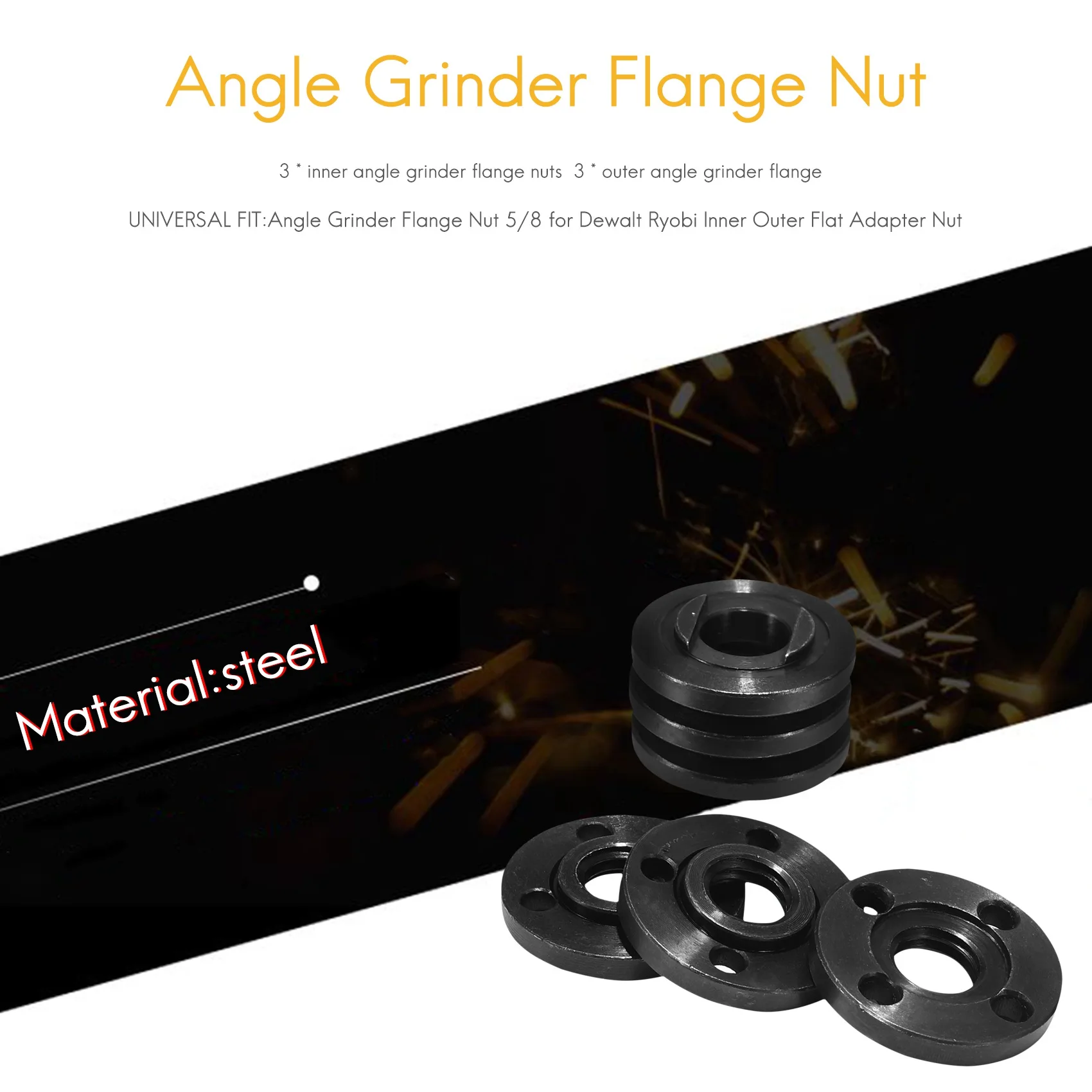 6 шт./упаковка фланцевые гайки для угловой шлифовальной машины 5/8 Dewalt Ryobi Makita 224399-1