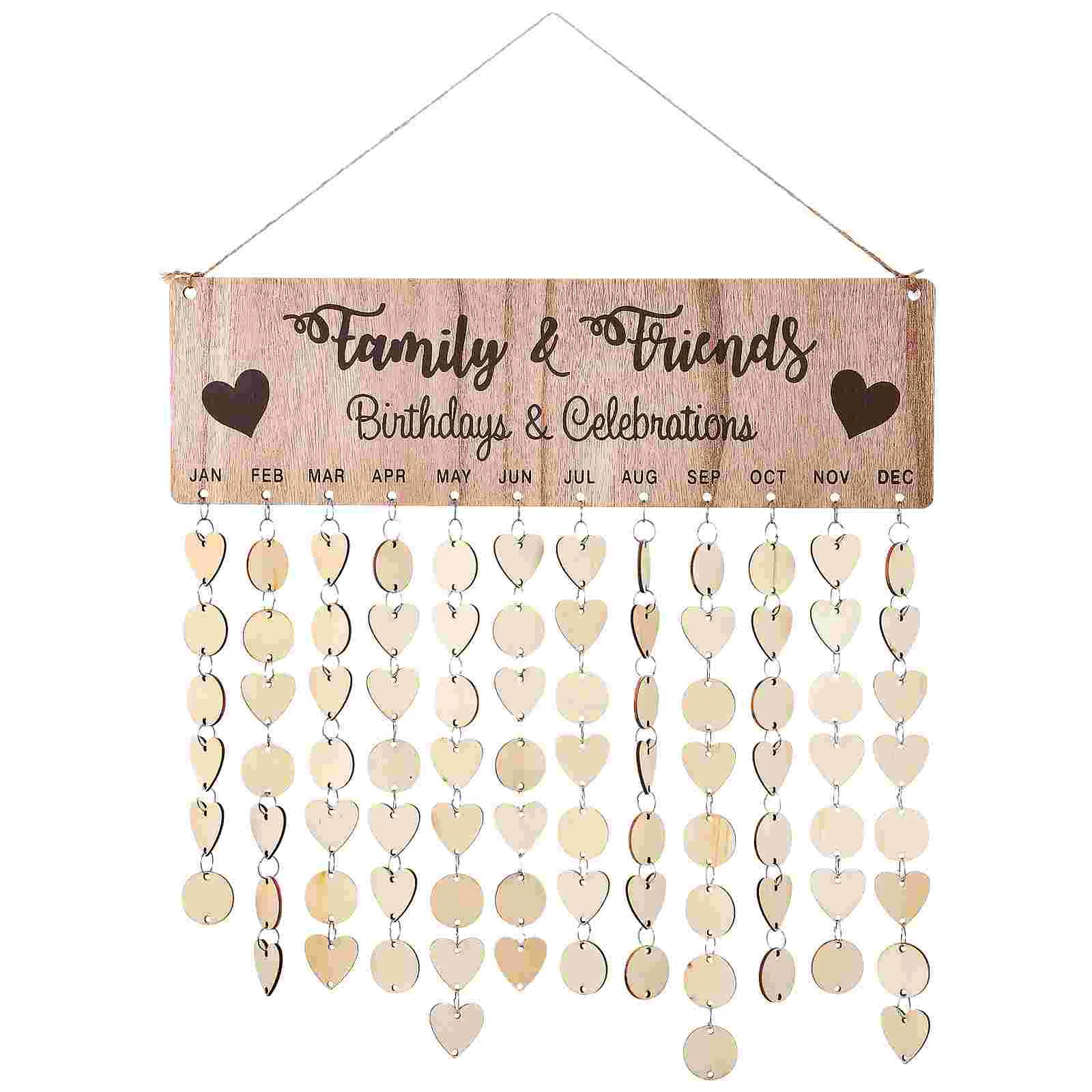 Yule Gifts Family Sign Family Wall Calendar Wooden Circle Heart Tags Wooden Calendar Hanging Tag