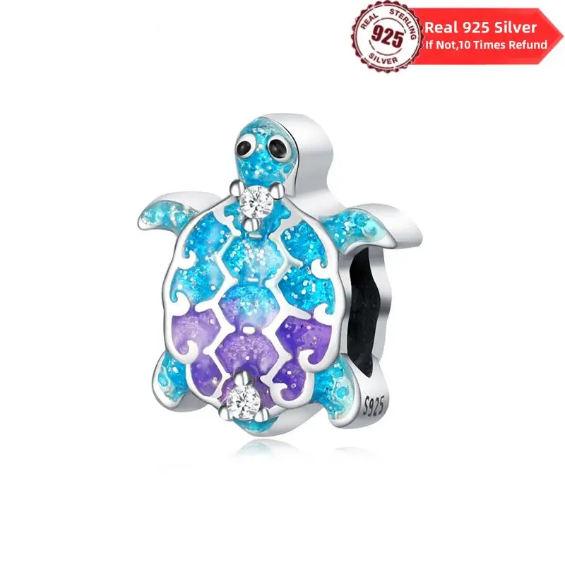 Бусины-шармы Черепаха из серебра 100% пробы для браслетов Pandora