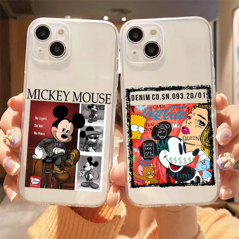 

Disney Mickey Minnie Mouse For Apple iPhone 13 12 11 Pro Max Mini X XR XS Max SE 6 6S 7 8 Plus Clear Phone Case Back