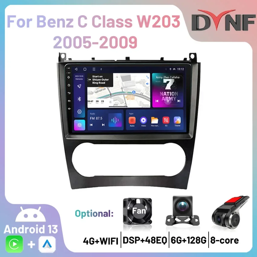 Фото Автомобильный радиоприемник Android для Benz C Class W203 W209 C180 C200 CL203 C209 2005-2011 Авторадио Навигация Carplay Android Auto Wireless №1