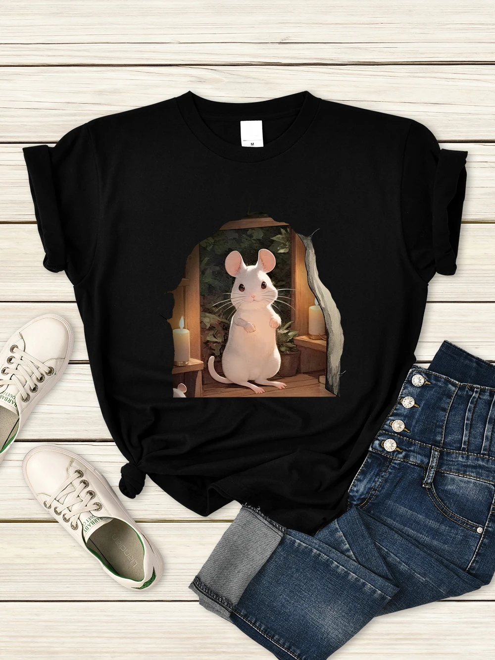 

Футболка женская с круглым вырезом, милый белый домашний принт в стиле Харадзюку, с мультяшным рисунком, качественная повседневная одежда, ...