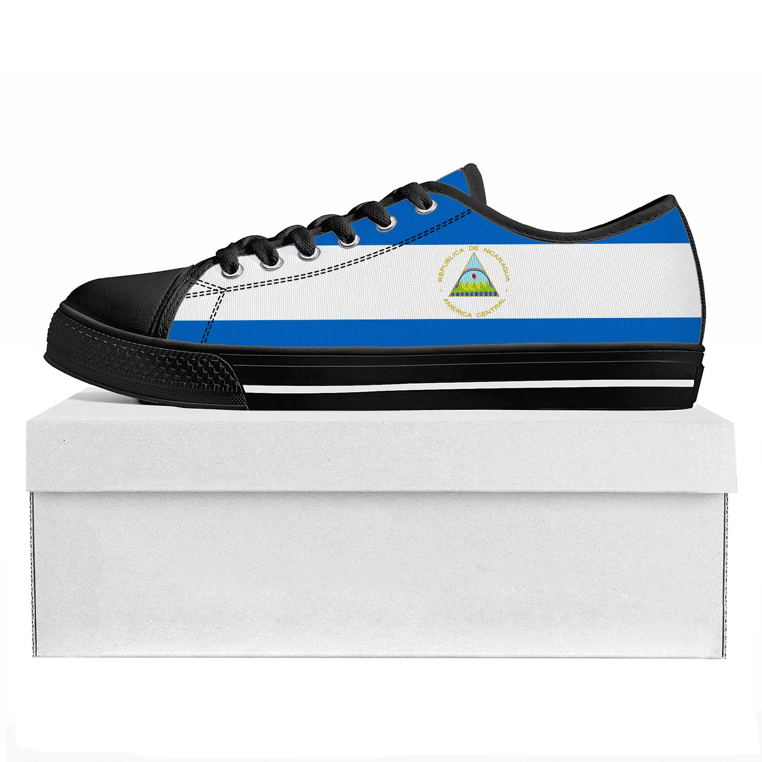 

Флаг Никарагуа высококачественные низкие кроссовки Мужские Женские подростковые холщовые кроссовки Prode повседневная обувь для пар обувь на заказ