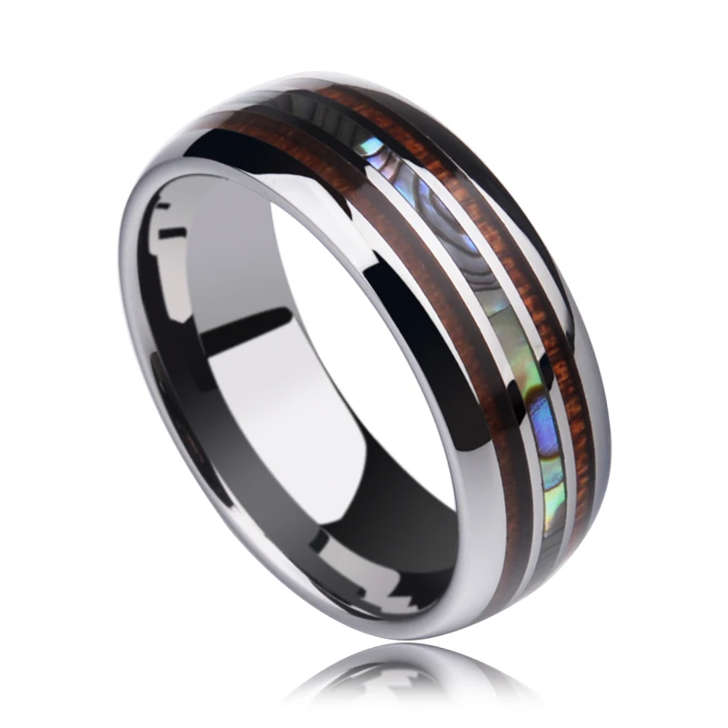 Черные кольца из карбида вольфрама шириной 8 мм для мужчин инкрустация
