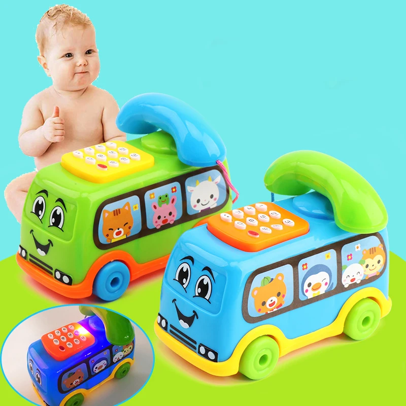 

Cartoon Cute Animal Music Small Car Children Will Sing Light-up Telephone Car Toys Children Puzzle Early Learning Machine Toys