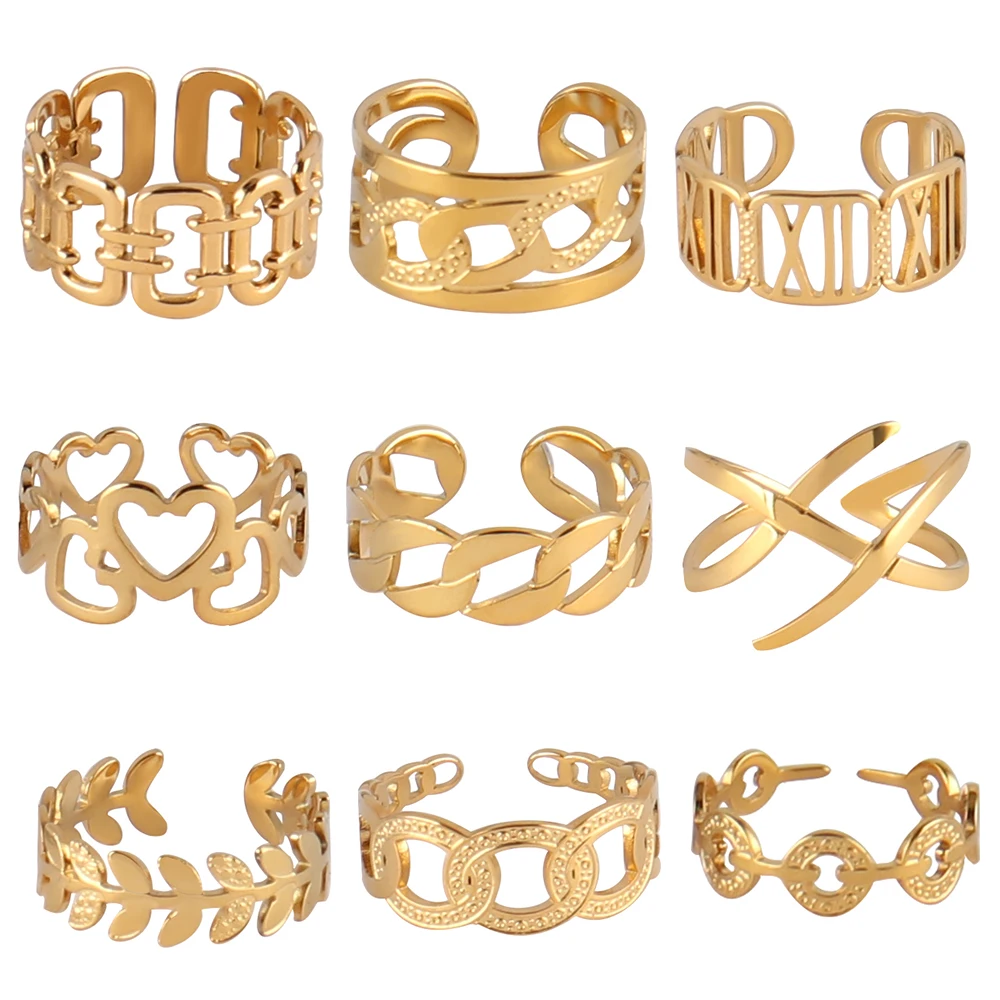 

Punk Stainless Steel Geometric Rings Open Adjustable Rings Ladies Rings Charm Fashion Rings Fashion Jewelry Finger Party Gifts