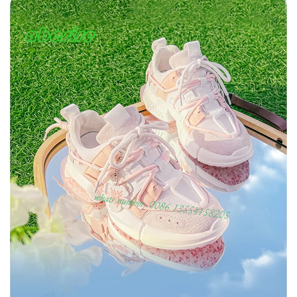 

Женские ботильоны на шнуровке, с круглым носком, розовые