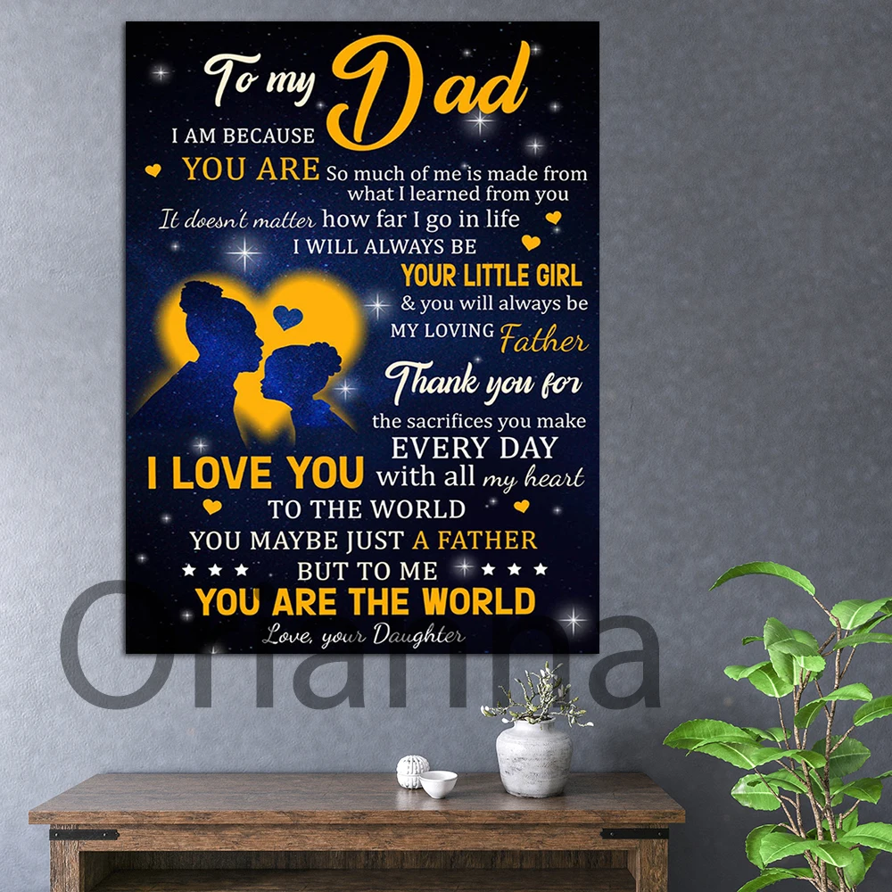 

Fathers Day Canvas Art Black Daughter Dad Poster Print I Will Always Be Your Little Girl Wall Art Black Family Wall Decor Family