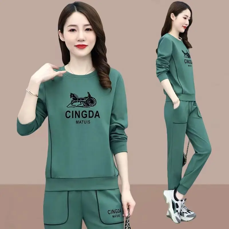 

787#Spring and Autumn Sportswear Suit for Women2021New Korean Style Loose plus Size Women's Clothing Casual Fashion Two-Piece Su