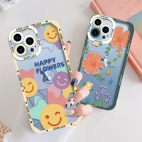 transparent phone case for iphone 11 12 13 pro max mini x xs xr se2020 7 8 plus fundas camera protection flower cover bumper