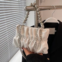 2022 summer new fashion explosion style chain messenger bag hand held pleated small square bag niche design bag womens bag