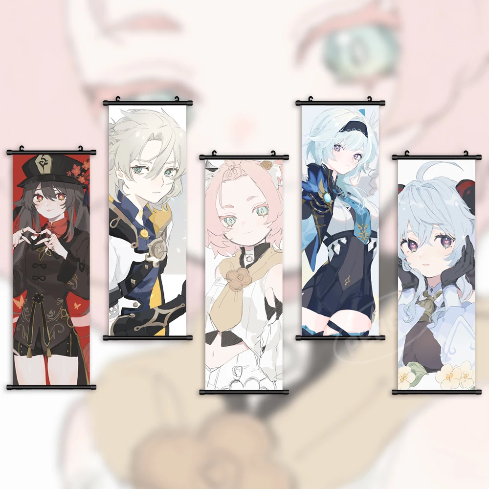 

Scrolls Canvas Naganohara Yoimiya Wall Art Anime Pictures Genshin Impact Painting Print Sucrose Poster Hanging Home Decoration
