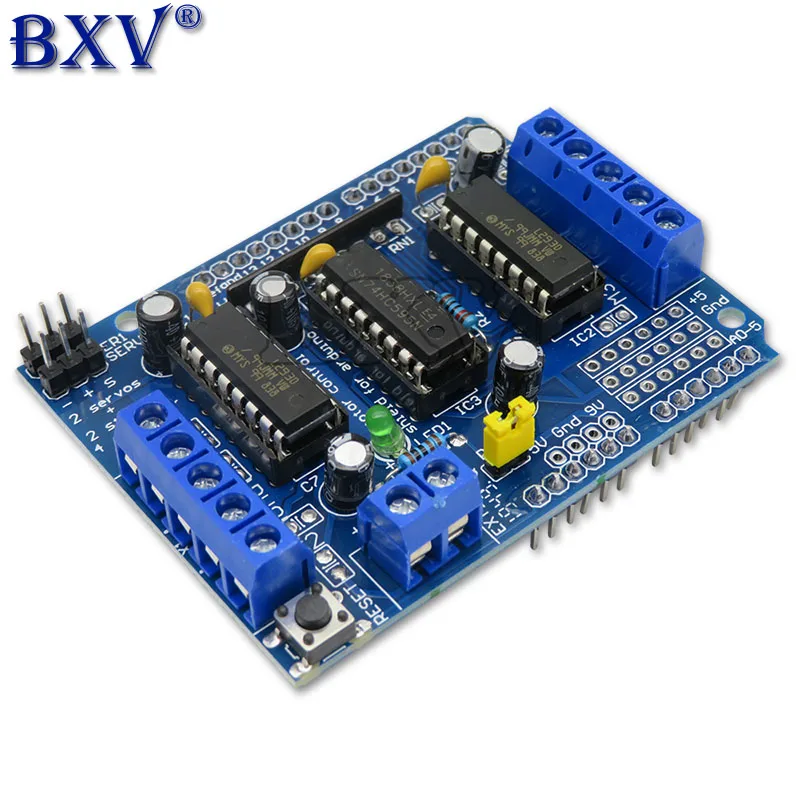 L293D щит двойного привода двигателя для модуля Arduino Duemilanove, плата расширения привода двигателя, щит управления мотором