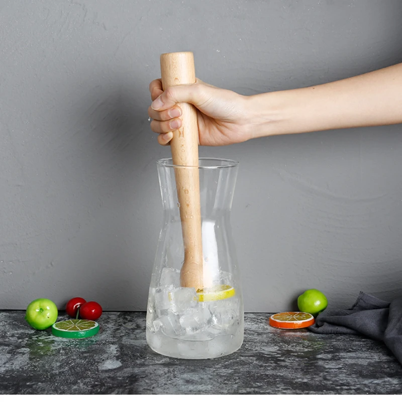 

Wood Crushed Ice Bar Milk Tea Fruit Cocktail Tools Multifunctional Ice Hammer Lemon Tea Juice Bar Milk Tea Blending Stirring Rod