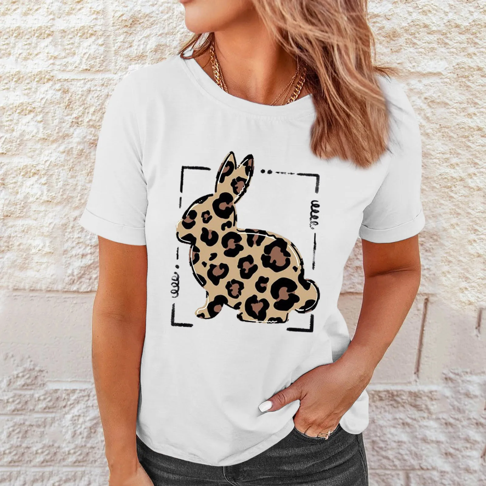 

Top T-Shirt Female Solid Cotton O-Neck Short Sleeve T-shirts for Women High Waist Slim Short Short Sleeve Blouse Button T-shirt