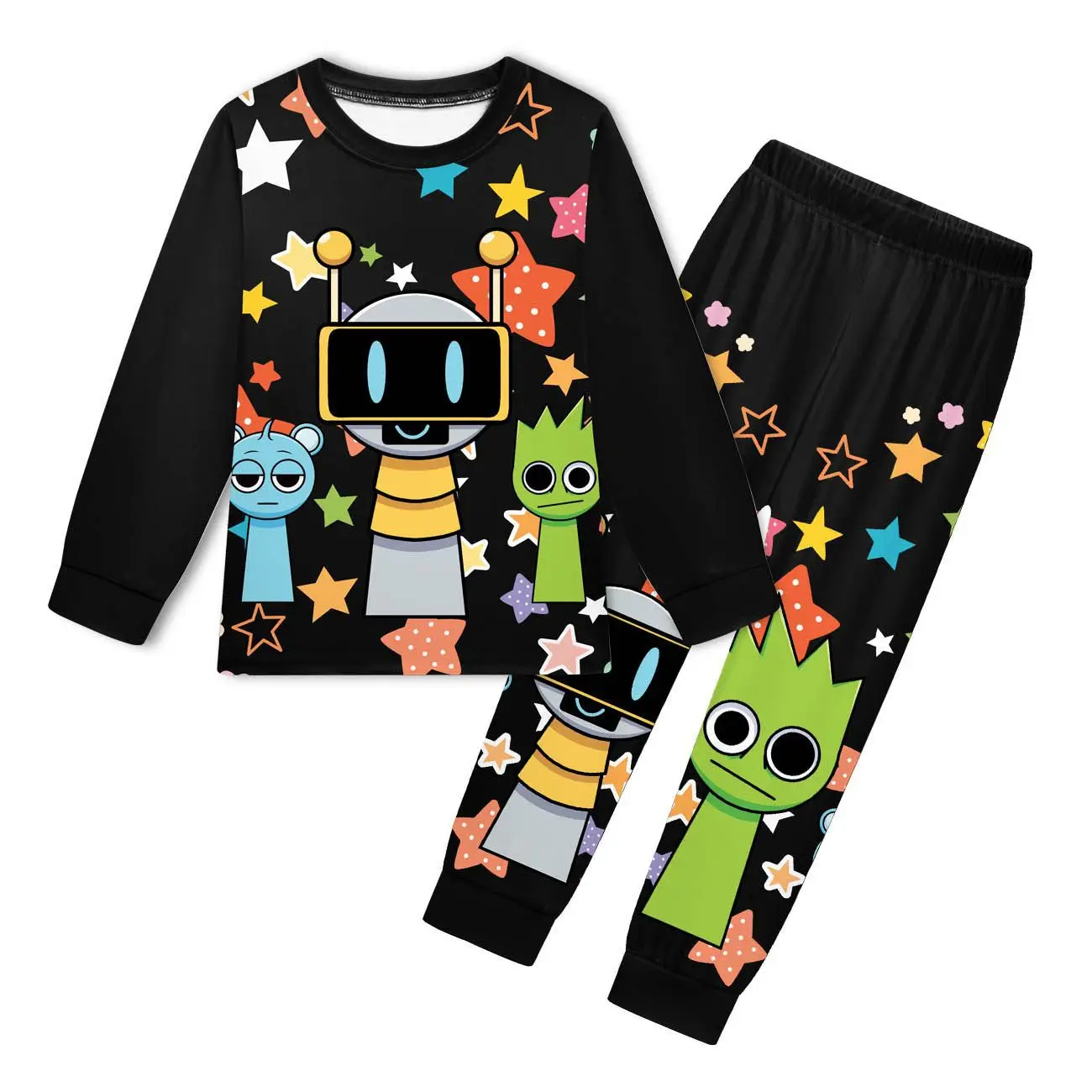 Sprunki Plush Clothes Fall Kids Game Incredibox Pajama Sets Baby Girls Long Sleeve Tops Pants 2pcs Set Teen Boys Daily Sleepwear